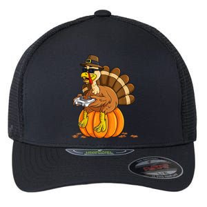 Gamer Turkey Pumpkin Retro Thanksgiving Video Games Cool Gift Flexfit Unipanel Trucker Cap