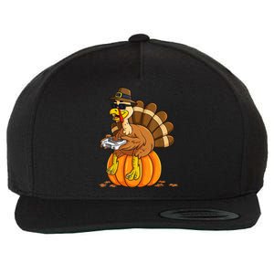 Gamer Turkey Pumpkin Retro Thanksgiving Video Games Cool Gift Wool Snapback Cap