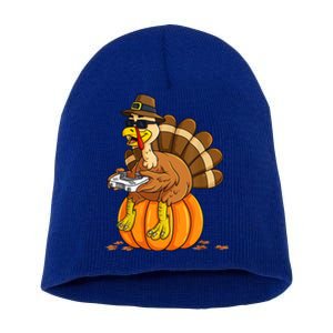 Gamer Turkey Pumpkin Retro Thanksgiving Video Games Cool Gift Short Acrylic Beanie