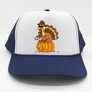 Gamer Turkey Pumpkin Retro Thanksgiving Video Games Cool Gift Trucker Hat