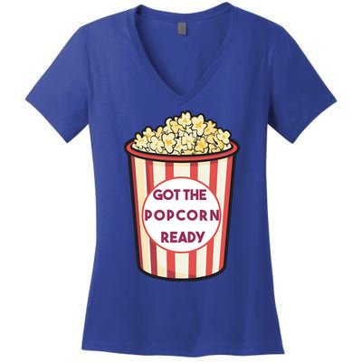 Got The Popcorn Ready Movie Night Women's V-Neck T-Shirt