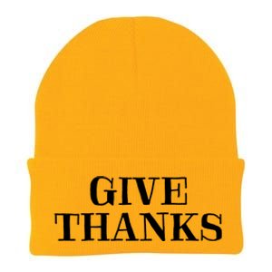 Give Thanks Positive Quote Thanksgiving Knit Cap Winter Beanie