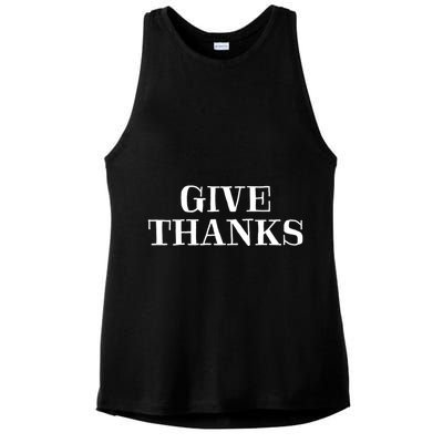 Give Thanks Positive Quote Thanksgiving Ladies PosiCharge Tri-Blend Wicking Tank