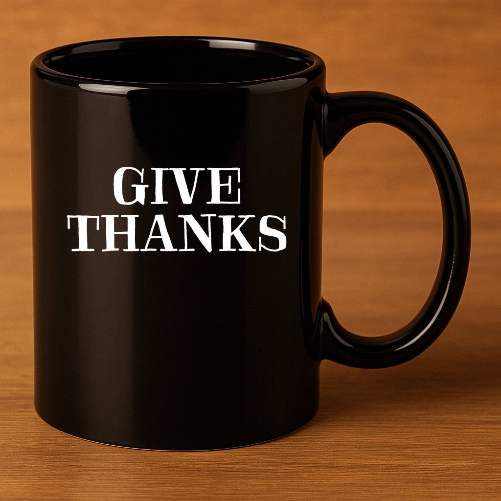 Give Thanks Positive Quote Thanksgiving 11oz C Handle Ceramic Mug