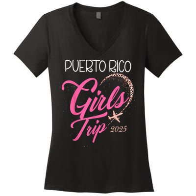 Girl Trip Puerto Rico 2025 Vacation Weekend Birthday Squad Women's V-Neck T-Shirt