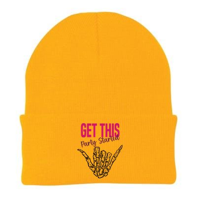 Get This Party Started Rock Skeleton Knit Cap Winter Beanie