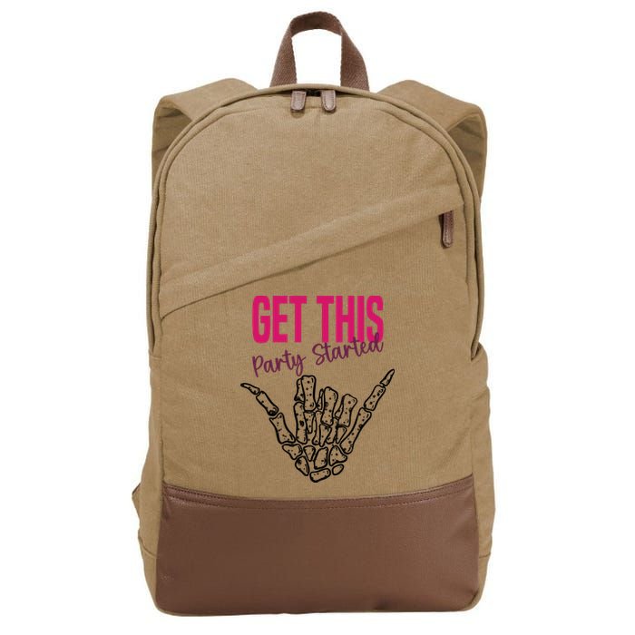 Get This Party Started Rock Skeleton Cotton Canvas Backpack