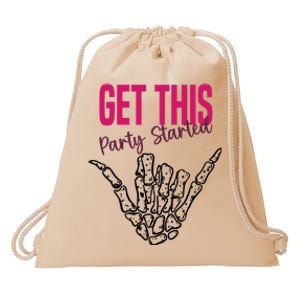 Get This Party Started Rock Skeleton Drawstring Bag