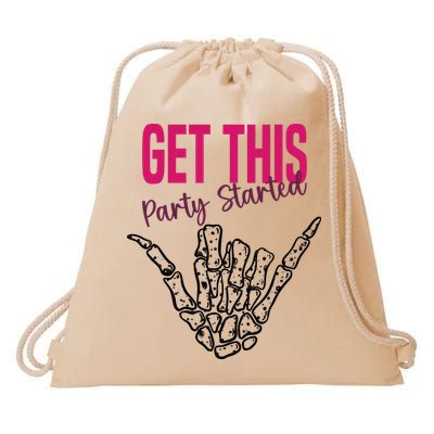Get This Party Started Rock Skeleton Drawstring Bag