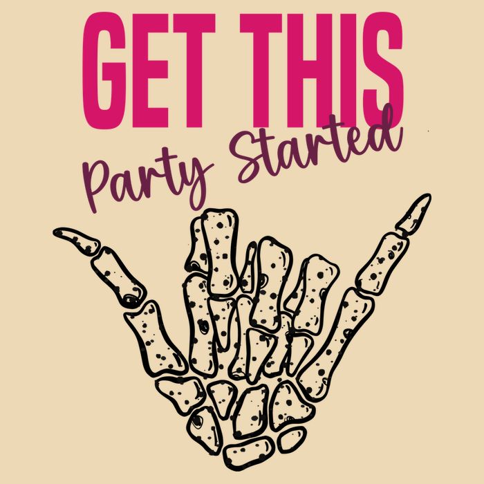 Get This Party Started Rock Skeleton Drawstring Bag