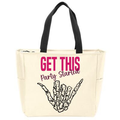 Get This Party Started Rock Skeleton Zip Tote Bag