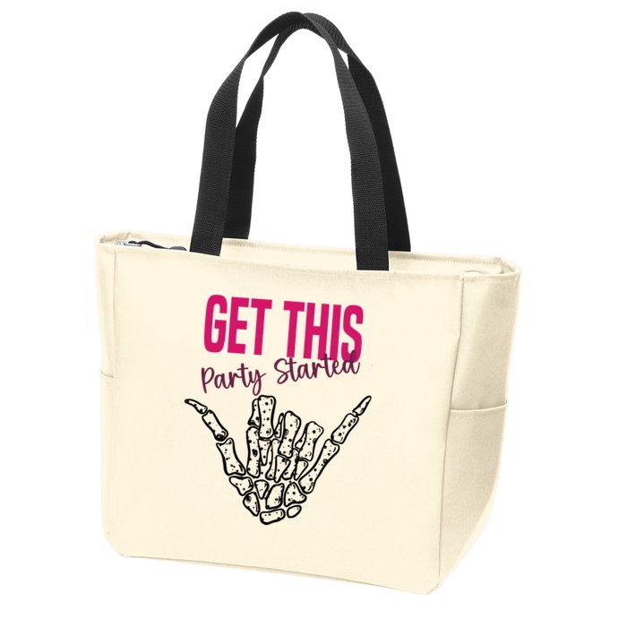 Get This Party Started Rock Skeleton Zip Tote Bag