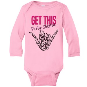 Get This Party Started Rock Skeleton Baby Long Sleeve Bodysuit