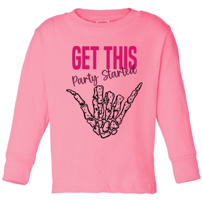 Get This Party Started Rock Skeleton Toddler Long Sleeve Shirt