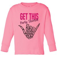 Get This Party Started Rock Skeleton Toddler Long Sleeve Shirt