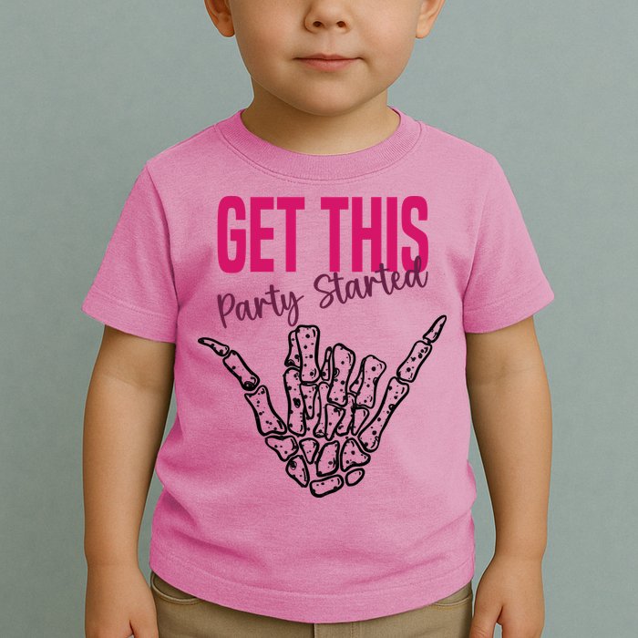 Get This Party Started Rock Skeleton Toddler T-Shirt