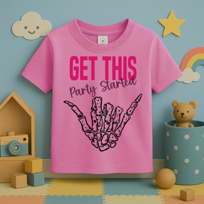 Get This Party Started Rock Skeleton Toddler T-Shirt