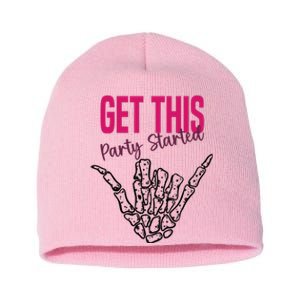 Get This Party Started Rock Skeleton Short Acrylic Beanie