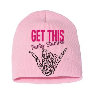 Get This Party Started Rock Skeleton Short Acrylic Beanie