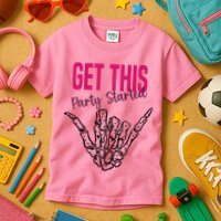 Get This Party Started Rock Skeleton Kids T-Shirt