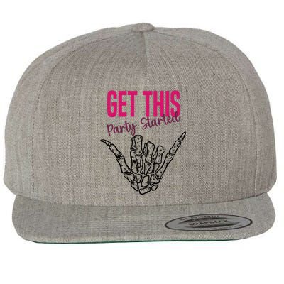 Get This Party Started Rock Skeleton Wool Snapback Cap