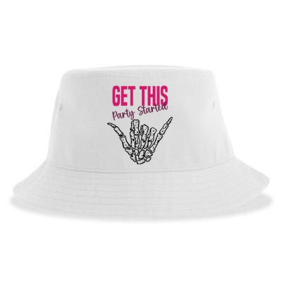 Get This Party Started Rock Skeleton Sustainable Bucket Hat