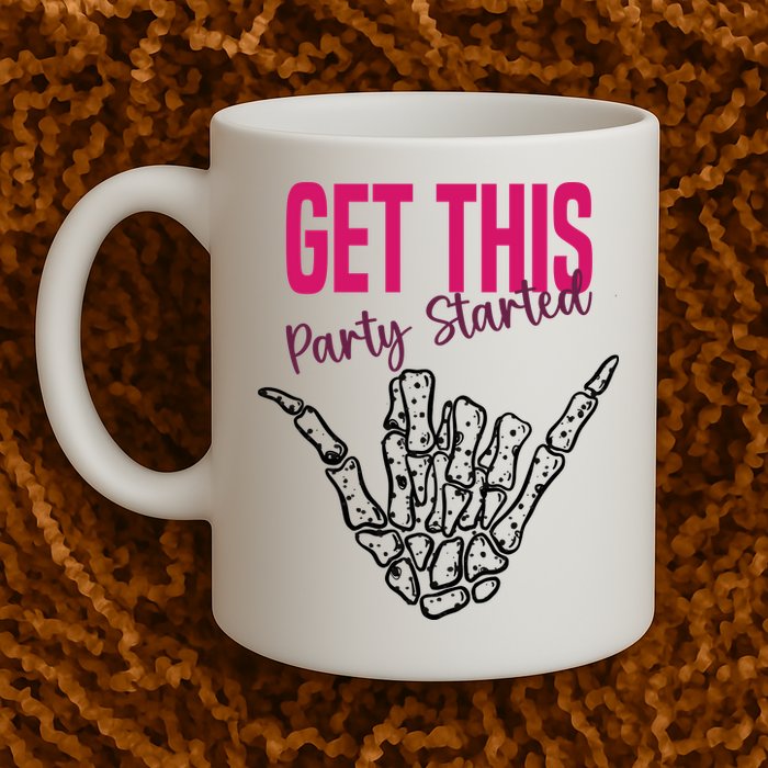 Get This Party Started Rock Skeleton Mug