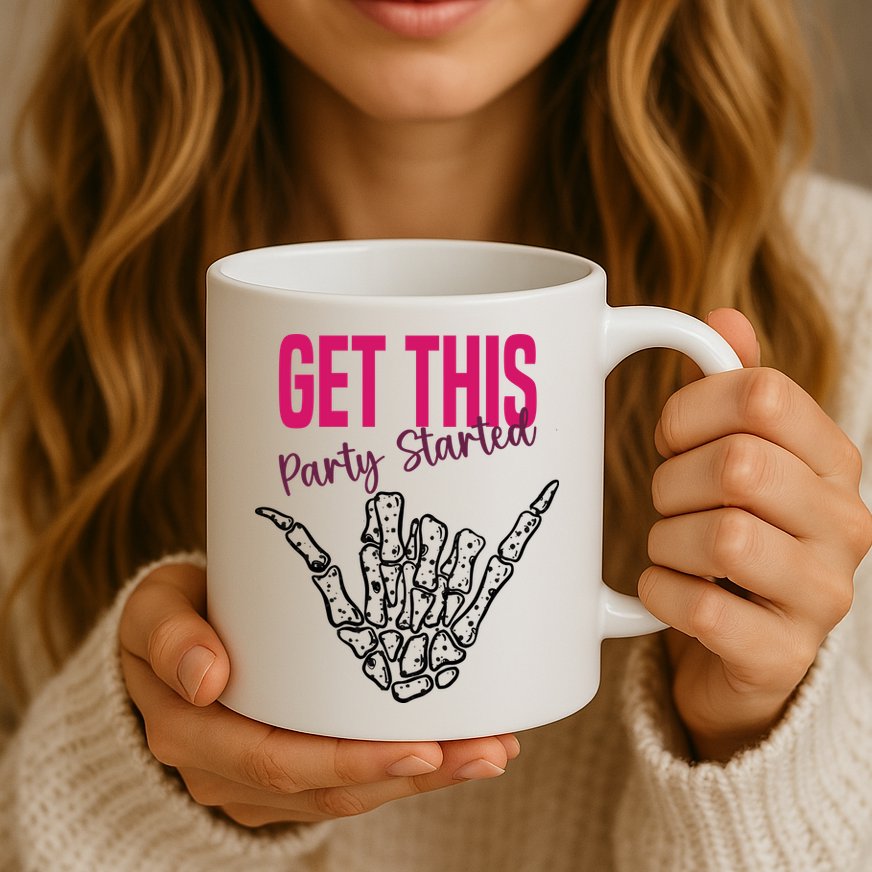 Get This Party Started Rock Skeleton Mug