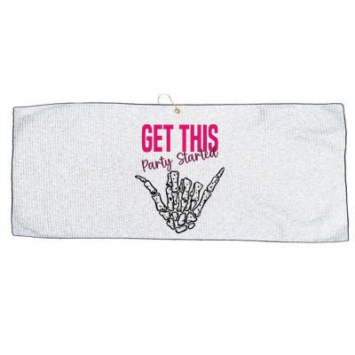 Get This Party Started Rock Skeleton Large Microfiber Waffle Golf Towel