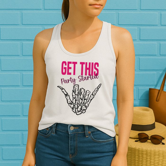 Get This Party Started Rock Skeleton Womens Tank Top