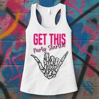 Get This Party Started Rock Skeleton Womens Tank Top