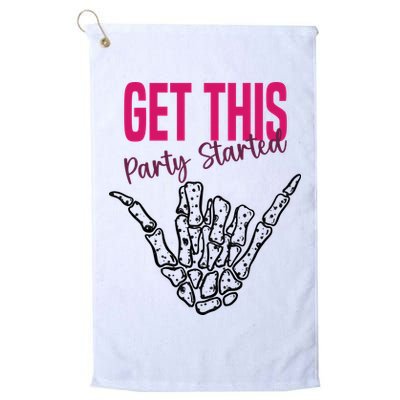 Get This Party Started Rock Skeleton Golf Towel