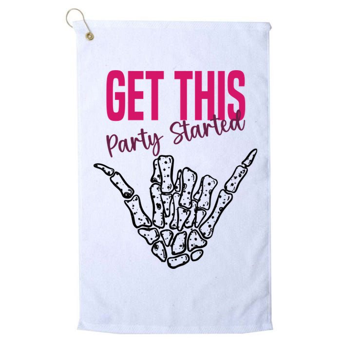 Get This Party Started Rock Skeleton Golf Towel