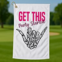 Get This Party Started Rock Skeleton Golf Towel