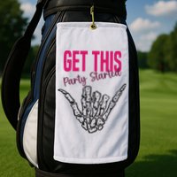 Get This Party Started Rock Skeleton Golf Towel