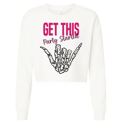Get This Party Started Rock Skeleton Cropped Pullover Crew