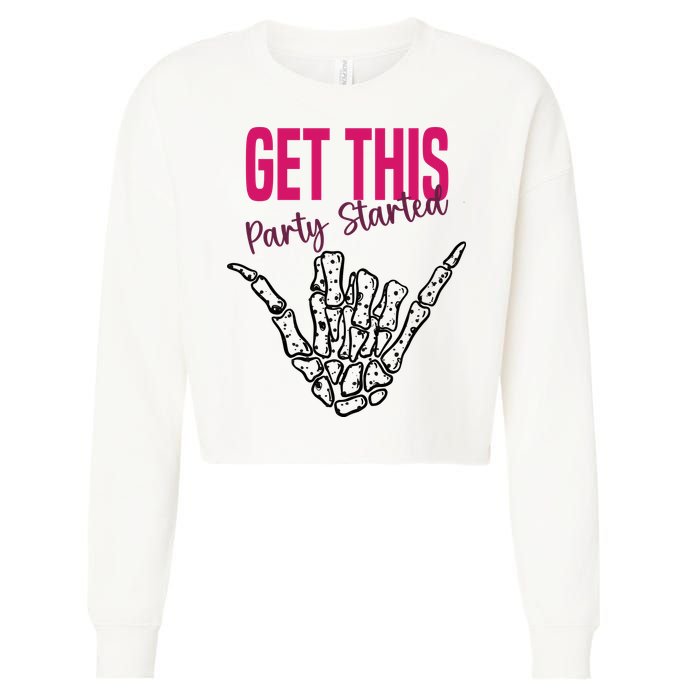 Get This Party Started Rock Skeleton Cropped Pullover Crew