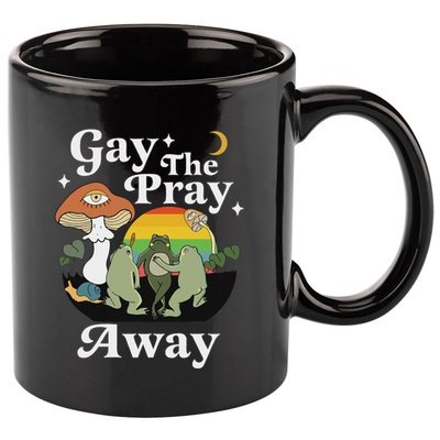 Gay The Pray Away Funny Gay Frog Lgbtq Pride 11oz C Handle Ceramic Mug