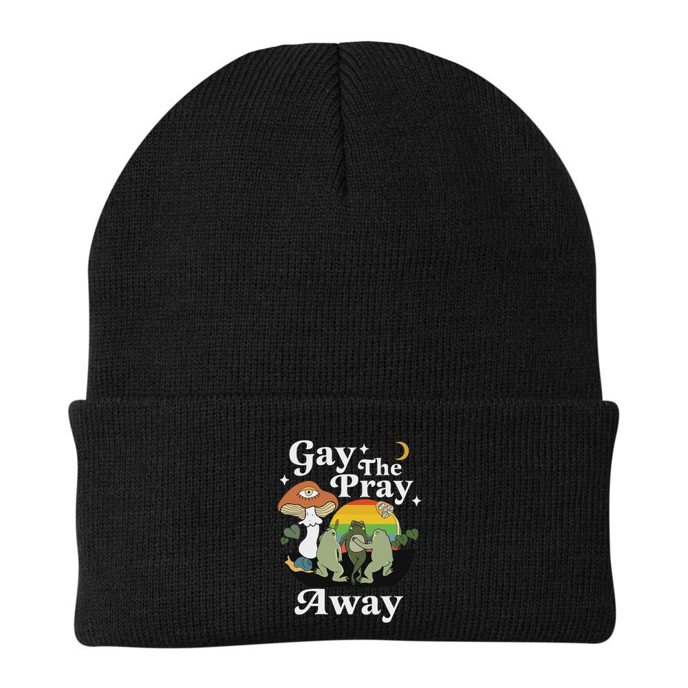 Gay The Pray Away Funny Gay Frog Lgbtq Pride Beanie