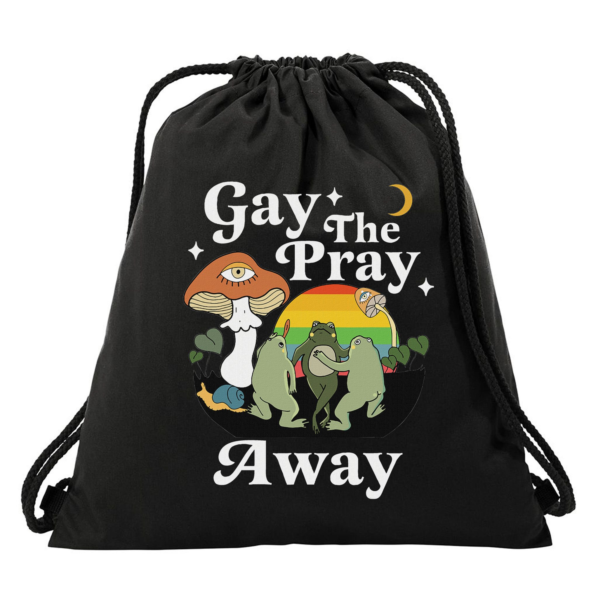 Gay The Pray Away Funny Gay Frog Lgbtq Pride Drawstring Bag