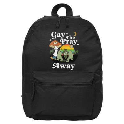 Gay The Pray Away Funny Gay Frog Lgbtq Pride 16 in Basic Backpack