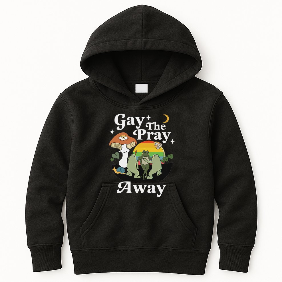 Gay The Pray Away Funny Gay Frog Lgbtq Pride Kids Hoodie