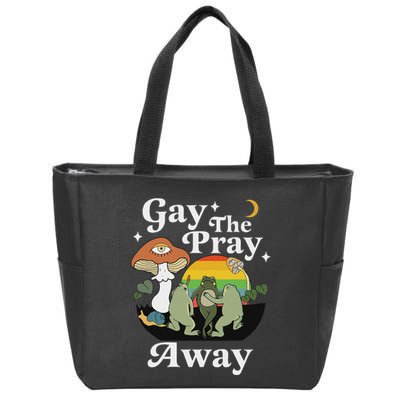 Gay The Pray Away Funny Gay Frog Lgbtq Pride Zip Tote Bag