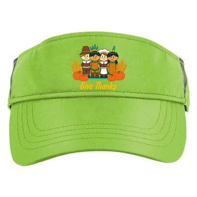 Give Thanks Pilgrim Indian Pumpkin Thanksgiving Celebration Meaningful Gift Adult Drive Performance Visor