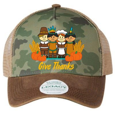 Give Thanks Pilgrim Indian Pumpkin Thanksgiving Celebration Meaningful Gift Legacy Tie Dye Trucker Hat