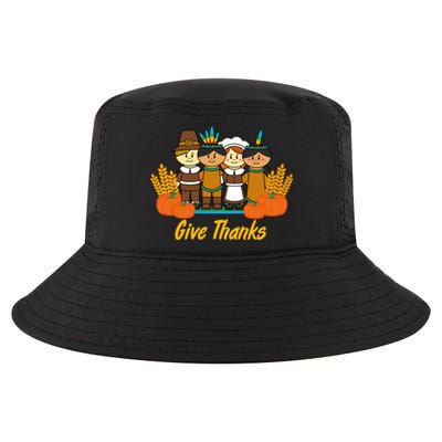 Give Thanks Pilgrim Indian Pumpkin Thanksgiving Celebration Meaningful Gift Cool Comfort Performance Bucket Hat