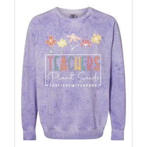 Groovy Teachers Plant Seeds That Grow Forever Colorblast Crewneck Sweatshirt