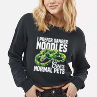 Green Tree Python Cage Reptile Keeper Snake Food Python Cropped Pullover Crew