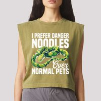 Green Tree Python Cage Reptile Keeper Snake Food Python Garment-Dyed Women's Muscle Tee