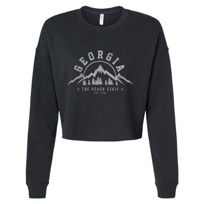 Georgia The Peach State Est. 1788 Vintage Mountains Gift Cropped Pullover Crew